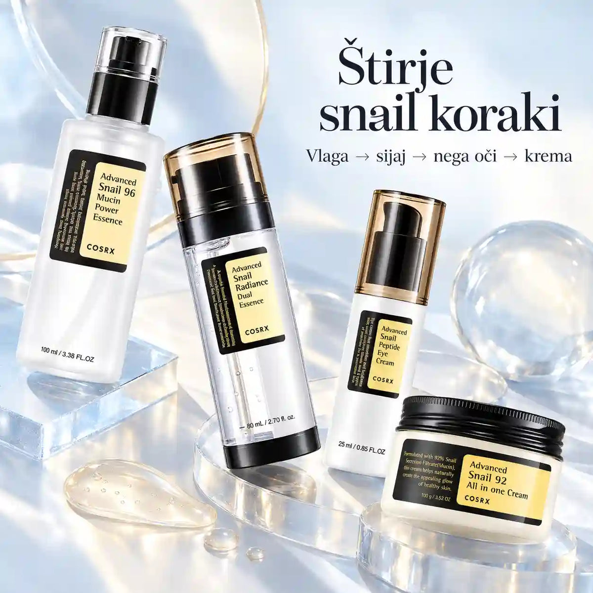 COSRX Complete Snail Routine – 4-koračna rutina s polžjim filtratom