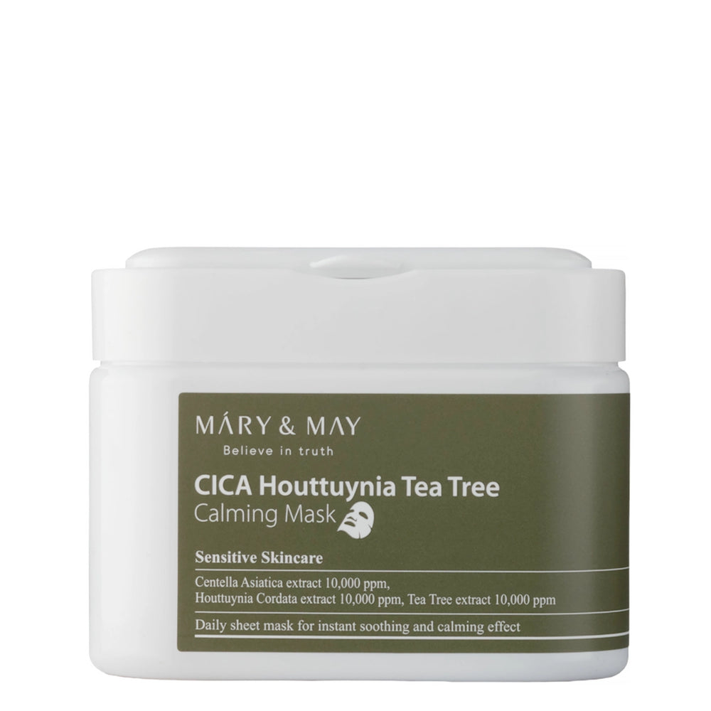 Mary&May - Cica Houttuynia Tea Tree pomirjujoča maska v obliki tkanine, 30 kosov